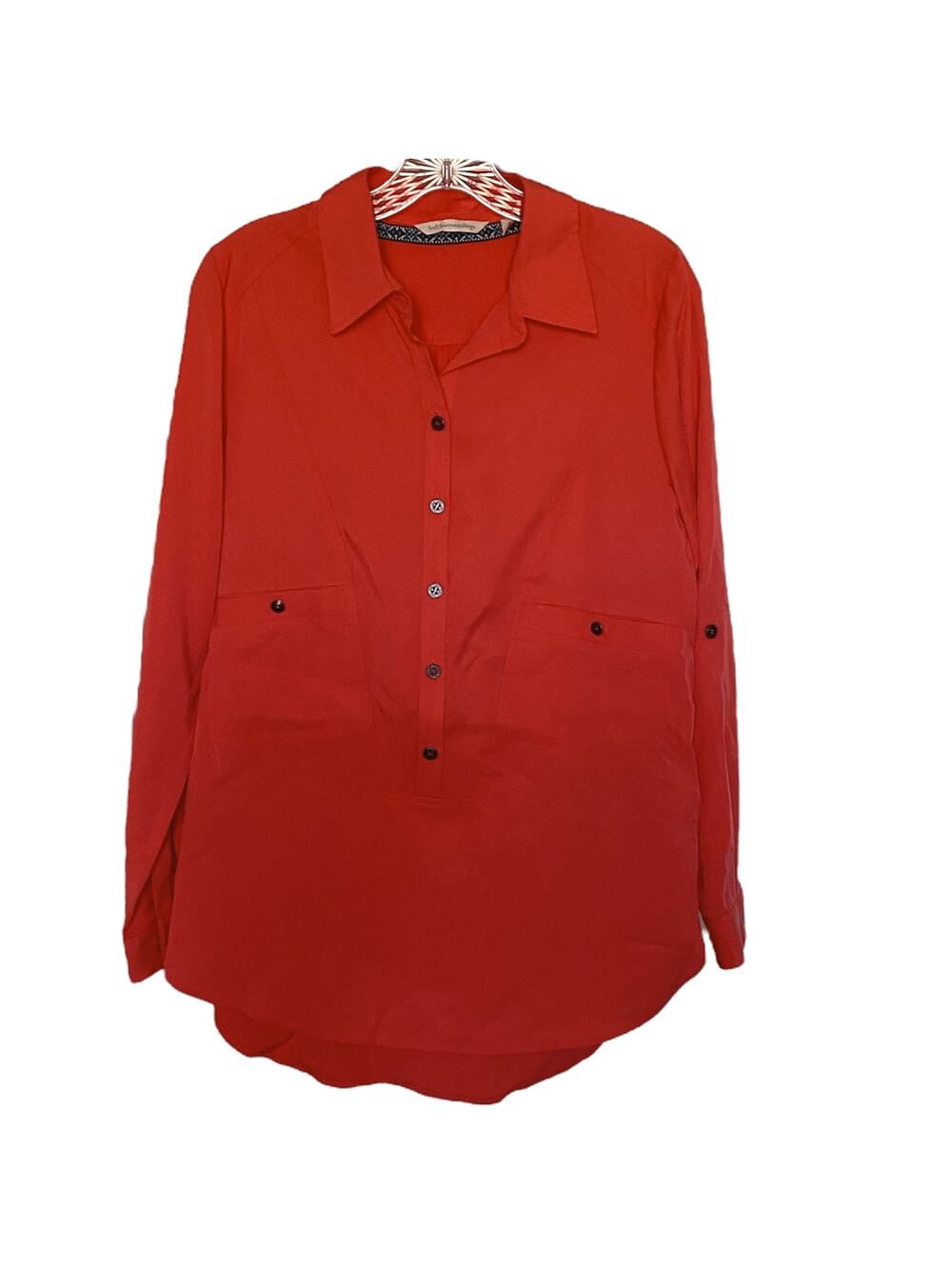 Soft Surroundings Women's Small Coral Takara Tencel Pullover Button-Front Top
